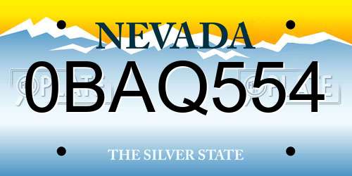 0BAQ554 Nevada License Plate