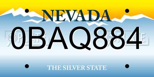 0BAQ884 Nevada License Plate