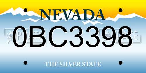 0BC3398 Nevada License Plate