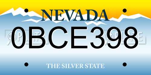 0BCE398 Nevada License Plate