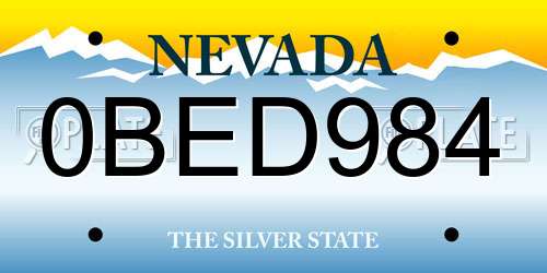 0BED984 Nevada License Plate