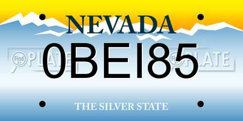 0BEI85 Nevada License Plate