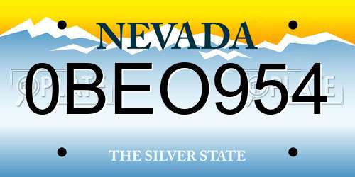 0BEO954 Nevada License Plate