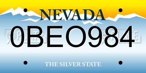 0BEO984 Nevada License Plate