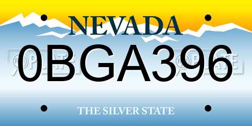 0BGA396 Nevada License Plate