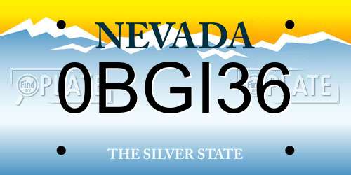 0BGI36 Nevada License Plate