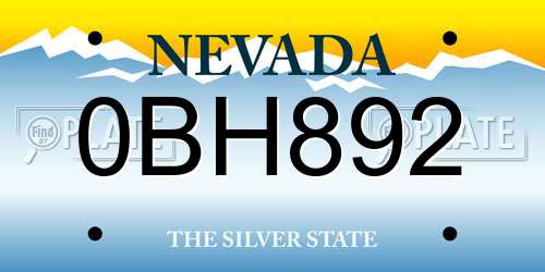 0BH892 Nevada License Plate