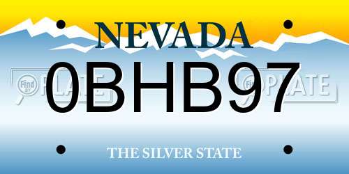 0BHB97 Nevada License Plate