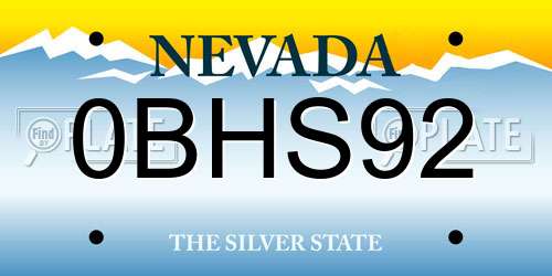 0BHS92 Nevada License Plate