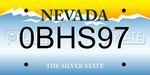 0BHS97 Nevada License Plate
