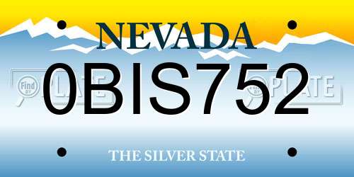 0BIS752 Nevada License Plate