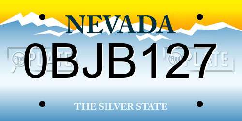 0BJB127 Nevada License Plate