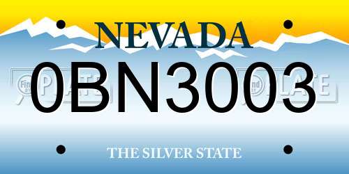 0BN3003 Nevada License Plate