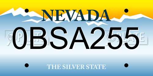 0BSA255 Nevada License Plate