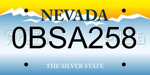 0BSA258 Nevada License Plate