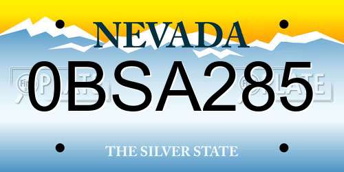 0BSA285 Nevada License Plate
