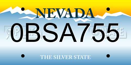 0BSA755 Nevada License Plate