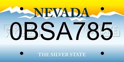 0BSA785 Nevada License Plate