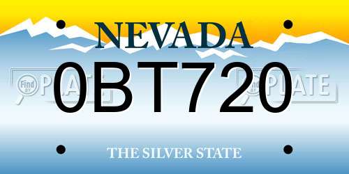 0BT720 Nevada License Plate