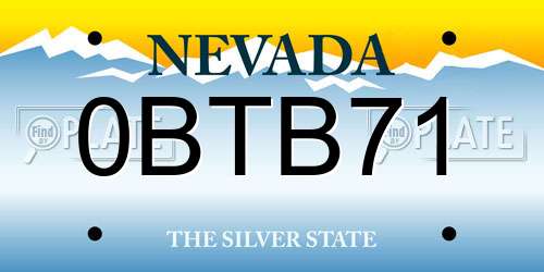 0BTB71 Nevada License Plate