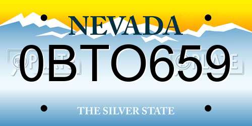 0BTO659 Nevada License Plate