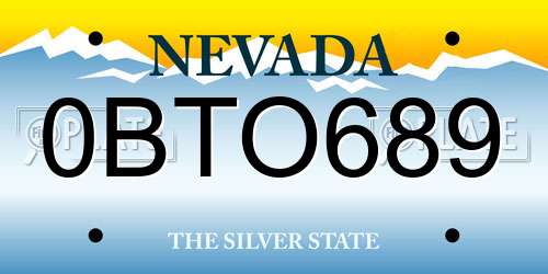 0BTO689 Nevada License Plate
