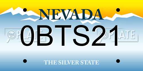 0BTS21 Nevada License Plate