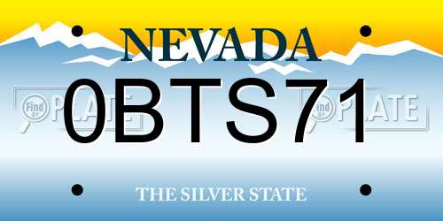 0BTS71 Nevada License Plate