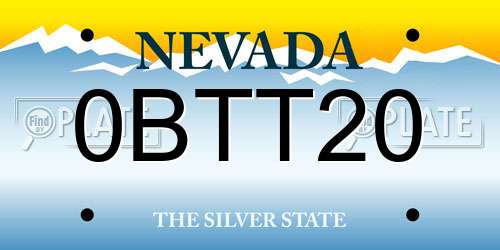 0BTT20 Nevada License Plate