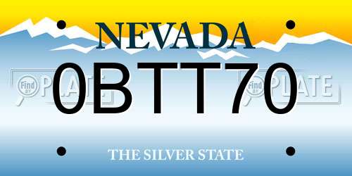 0BTT70 Nevada License Plate