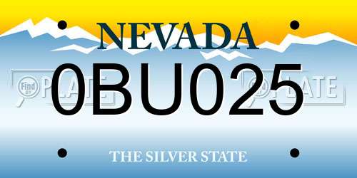 0BU025 Nevada License Plate