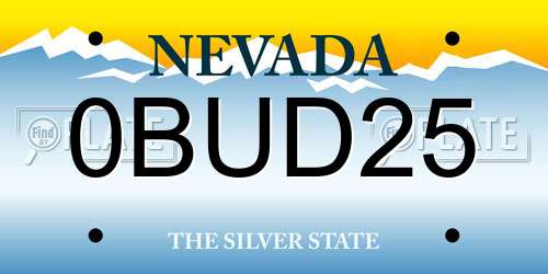 0BUD25 Nevada License Plate