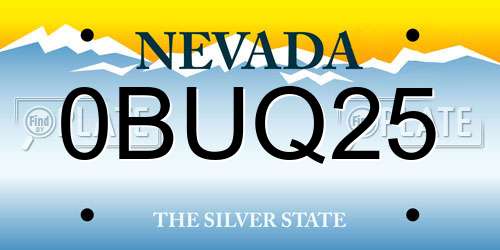0BUQ25 Nevada License Plate