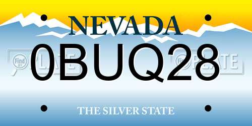 0BUQ28 Nevada License Plate