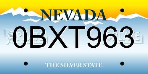 0BXT963 Nevada License Plate