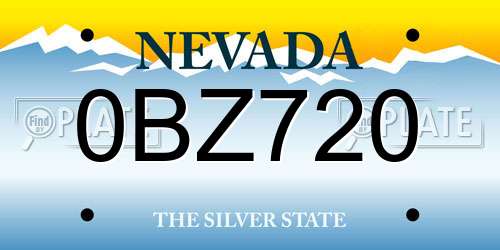 0BZ720 Nevada License Plate