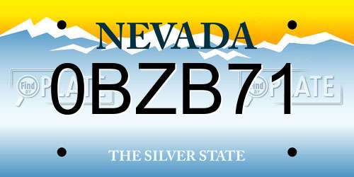 0BZB71 Nevada License Plate