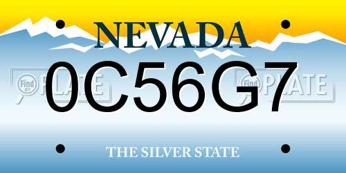 0C56G7 Nevada License Plate