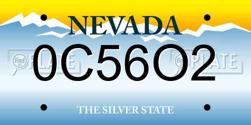 0C56O2 Nevada License Plate