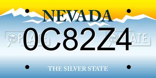 0C82Z4 Nevada License Plate