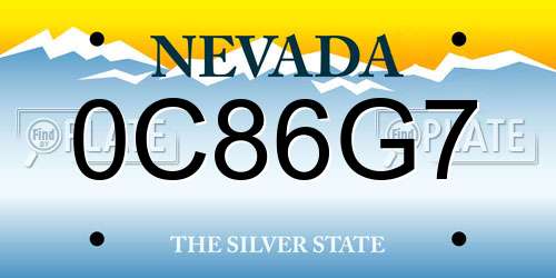 0C86G7 Nevada License Plate
