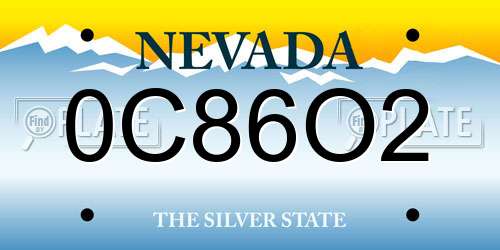 0C86O2 Nevada License Plate