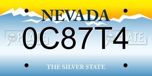 0C87T4 Nevada License Plate