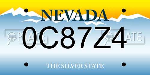 0C87Z4 Nevada License Plate