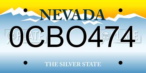 0CBO474 Nevada License Plate
