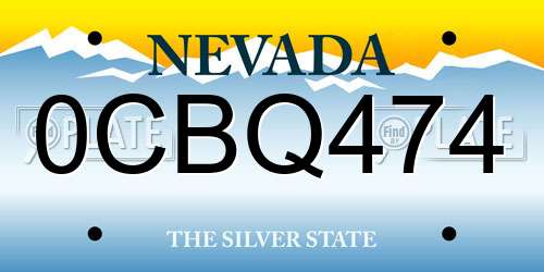 0CBQ474 Nevada License Plate