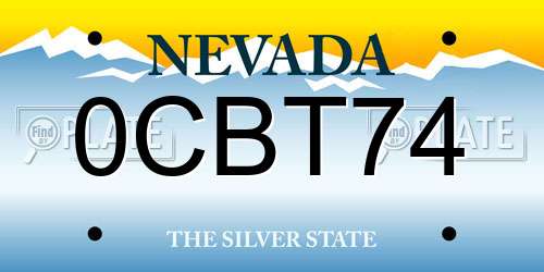 0CBT74 Nevada License Plate