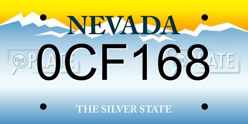 0CF168 Nevada License Plate
