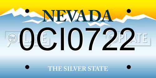 0CI0722 Nevada License Plate