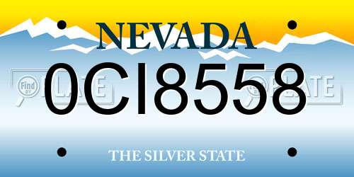 0CI8558 Nevada License Plate